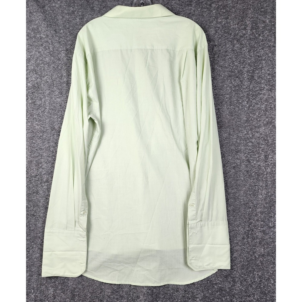 Karl Knox Dress Shirt Mens 18.5 36/37 Sage Green French Cuff Single Needle